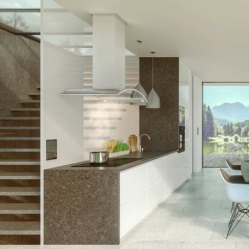 Engineered stone countertop - ESSENTIAL CRYSTAL BELGIUM - Technistone a.s. - kitchen / polished / square edge