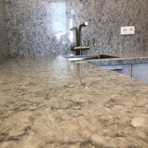 Engineered stone countertop - NOBLE PERLATO LUNA - Technistone a.s. - kitchen / polished / square edge
