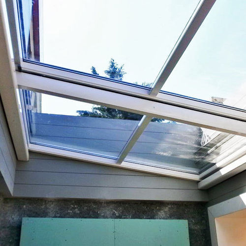 Aluminum glass roof - SUNROOF - Evergreen Solutions - motorized / double-glazed / retractable