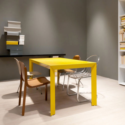 Contemporary table - NILE - ALBED - aluminum / lacquered glass / lacquered aluminum base