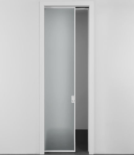Interior door - PRIMA - ALBED - aluminum / security glass / pocket