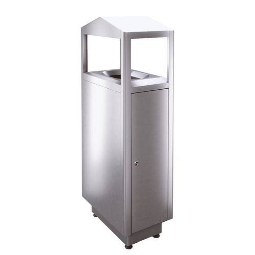 Public trash can - S100D - AUWEKO GmbH - free-standing / stainless steel / brushed stainless steel
