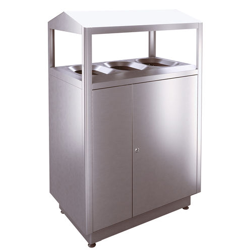 Public trash can - S300D - AUWEKO GmbH - recycling / stainless steel / brushed stainless steel