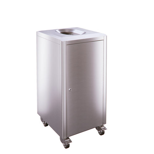 Hygienic trash can - SKYLINE S150R - AUWEKO GmbH - brushed stainless steel / on casters / indoor