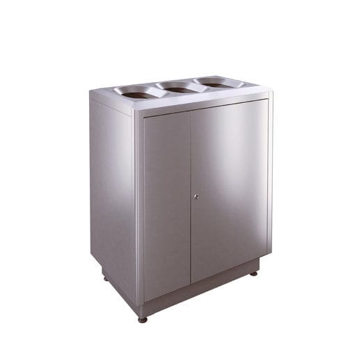Public trash can - S300 - AUWEKO GmbH - recycling / stainless steel / brushed stainless steel