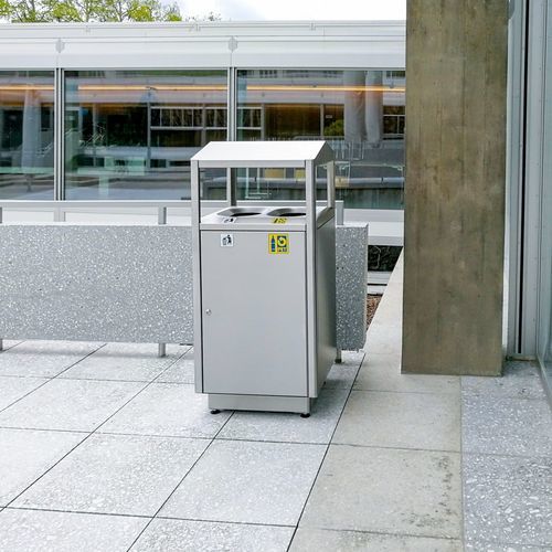 Public trash can - S200D - AUWEKO GmbH - recycling / stainless steel / brushed stainless steel