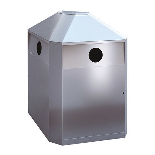 Public trash can - RS2 - AUWEKO GmbH - stainless steel / brushed stainless steel / recycling