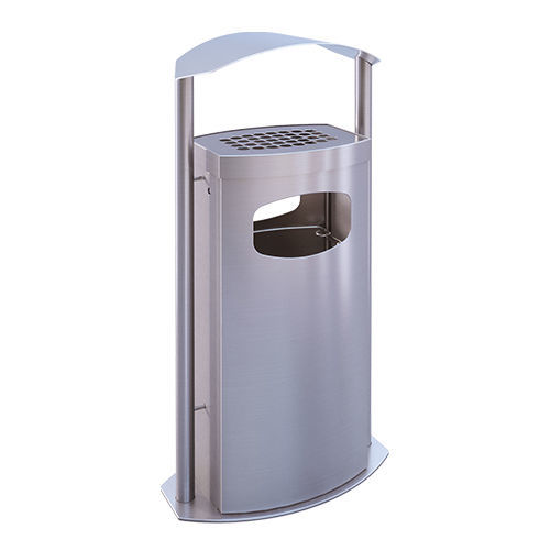 Public trash can - TKD-11-DB - AUWEKO GmbH - galvanised steel / stainless steel / brushed stainless steel