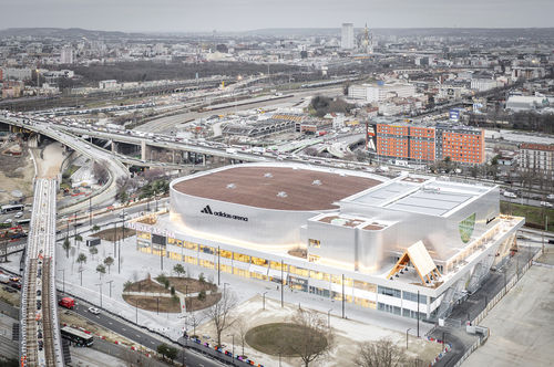 Aluminum wall cladding panel - ADIDAS ARENA - ALUCOBOND - for facade / brushed / natural
