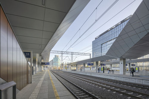 Composite material wall cladding panel - Warsaw Zachodnia Station - ALUCOBOND - aluminum / exterior / urban