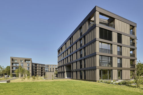 Cladding composite panel - Residential building Grünmatt - ALUCOBOND - for facade cladding / aluminum / satin finish