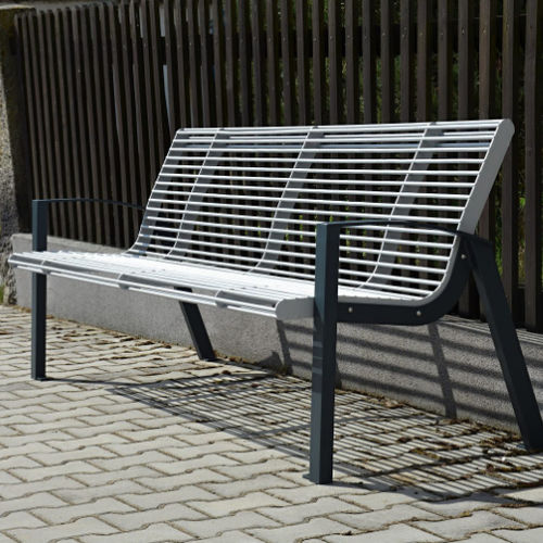 Contemporary public bench - BABIA - GreenBlue Urban Ltd - metal / with backrest
