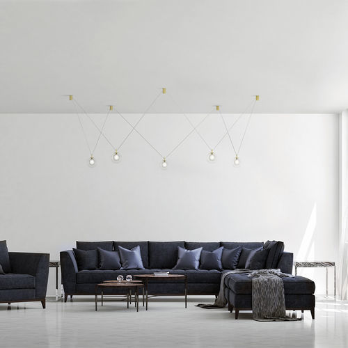 Pendant lamp - ALADINO - Miloox - metal / brushed brass / glass