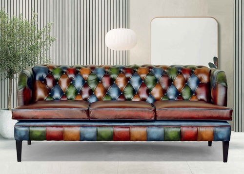 Chesterfield sofa - Luxury Modern - Harleq - leather / with removable cushion / multi-color