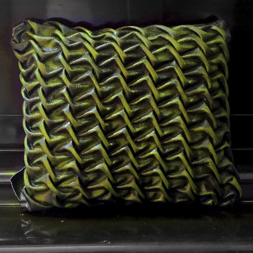 Leather pillow - WAVES - Harleq - rectangular / home