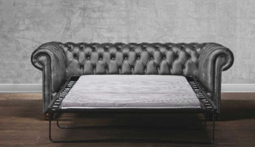 Chesterfield sofa - LETTO - Harleq - beech / leather / with trundle bed