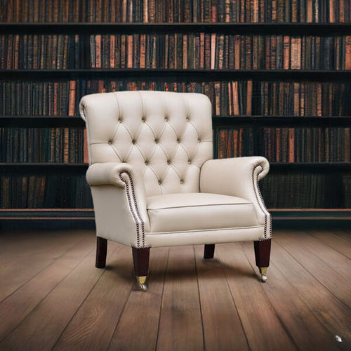 Chesterfield armchair - LIBRARY - Harleq - leather / brass / steel
