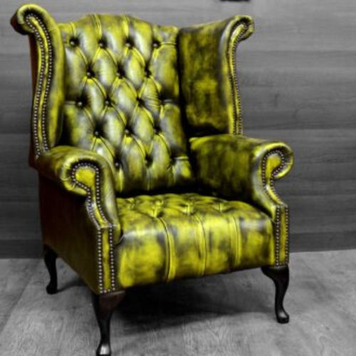Contemporary armchair - LEMON - Harleq - leather / blue / green