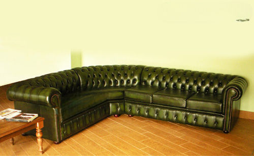 Contemporary sofa - ANGOLARE - Harleq - leather / blue / green