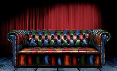 Chesterfield sofa - BUTTON SEAT - Harleq - leather / with armrests / multi-color