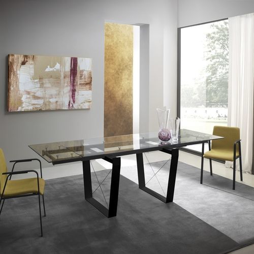 Contemporary table - FROM - ZAMAGNA ITALIA - glass / lacquered glass / laminate