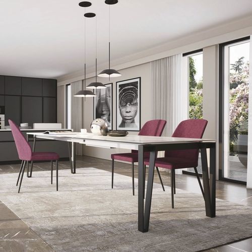 Contemporary table - WIN - ZAMAGNA ITALIA - natural oak / glass / ceramic