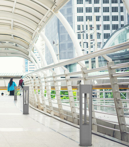 Garden bollard light - IRUTA T - BSI LIGHTING TECHNOLOGIES INC. - contemporary / stainless steel / with tempered glass diffuser