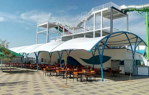 Tensile canopy - Vector Trade UK - roof / with PVC membrane / for public space