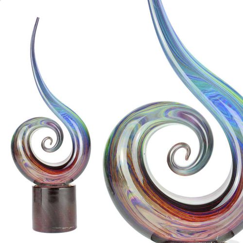 Murano glass sculpture - ABSTRACT : LOVE WAVE - Original Murano Glass s.n.c. - silver