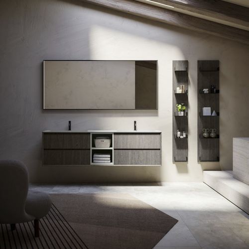 Wall-hung washbasin cabinet - MODULA SYSTEM 08 - PUNTOTRE - wooden / contemporary / without door