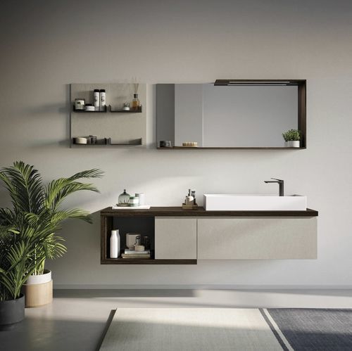 Wall-hung washbasin cabinet - COMP.11 - PUNTOTRE - laminate / contemporary / without door
