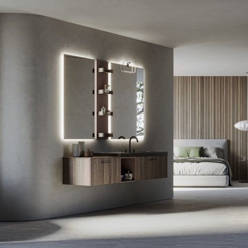 Wall-hung washbasin cabinet - COMP.32 - PUNTOTRE - laminate / contemporary / without door