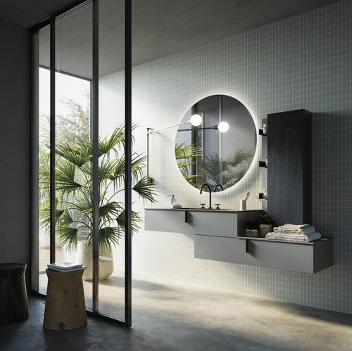 Wall-hung washbasin cabinet - COMP.18 - PUNTOTRE - melamine / contemporary / without door