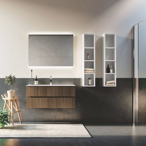 Wall-hung washbasin cabinet - U&D 07 - PUNTOTRE - ceramic / laminate / contemporary