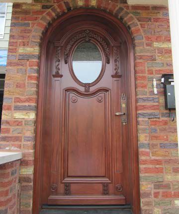 Entry door - CARVED : CR-116 - Granddoors - mahogany / swing / semi-glazed