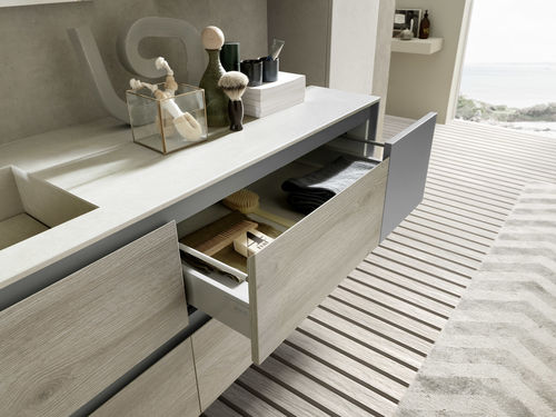 Wall-hung washbasin cabinet - C210 - BAXAR - wooden / contemporary / with drawers