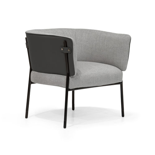 Contemporary armchair - V243 - Aston Martin - leather / lacquered metal / white