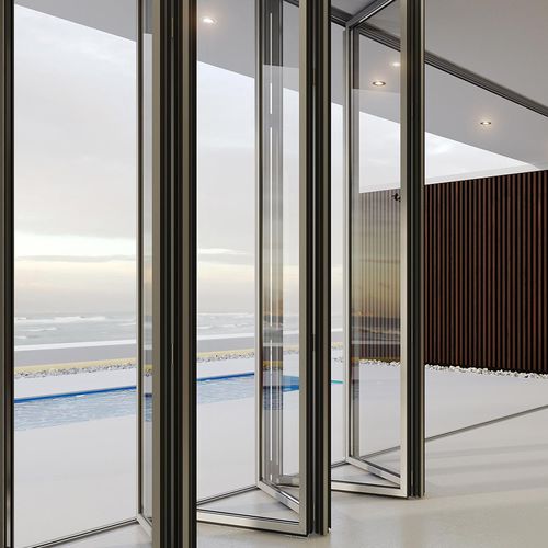 Bifold patio door RABEL 3710 RABEL SYSTEMS aluminum / double