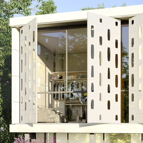 Aluminum solar shading - RABEL 14020 - RABEL SYSTEMS - for facade / motorized / kinetic