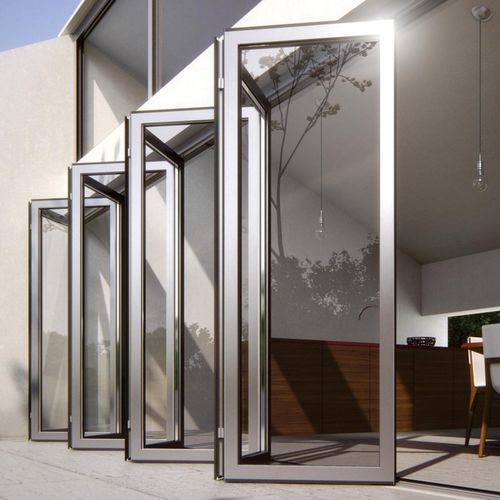 Sliding patio door - RABEL 3650 - RABEL SYSTEMS - folding / double leaf / high