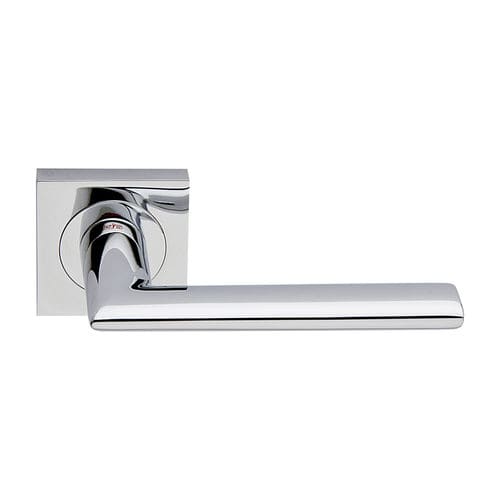 Door handle - VERONA QUAD - RDS - chrome-plated brass / contemporary / satin finish