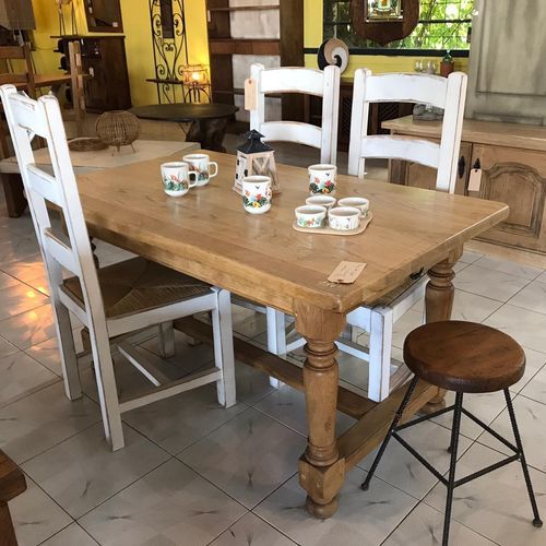 Rustic style dining table - T-55 - El roure vell - oak / oak base / rectangular