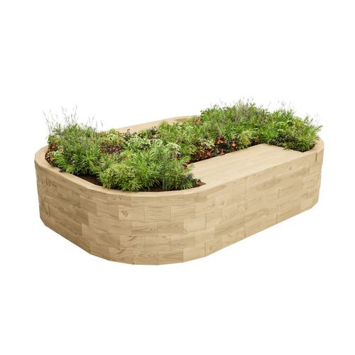 Pine planter - BEALACH DUO - WoodBlocX Ltd - oval / custom / with integrated bench