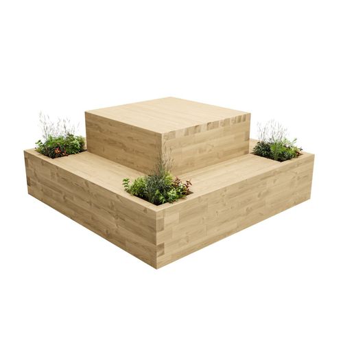 Pine planter - ARISAIG - WoodBlocX Ltd - square / custom / with integrated bench
