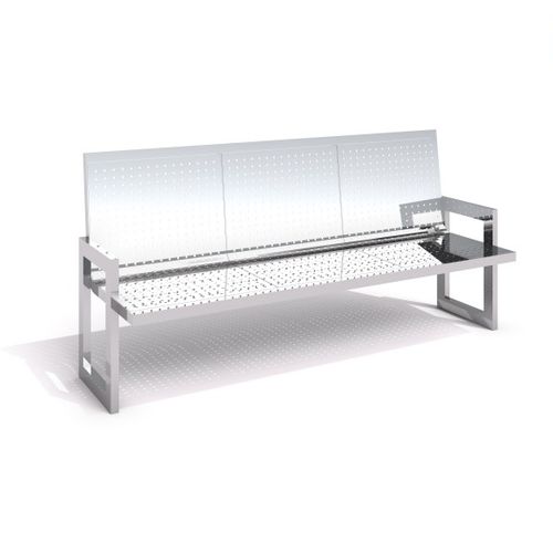 Contemporary public bench - URBAN FURNITURE : PERLO - Inter System - stainless steel / with backrest / with armrests