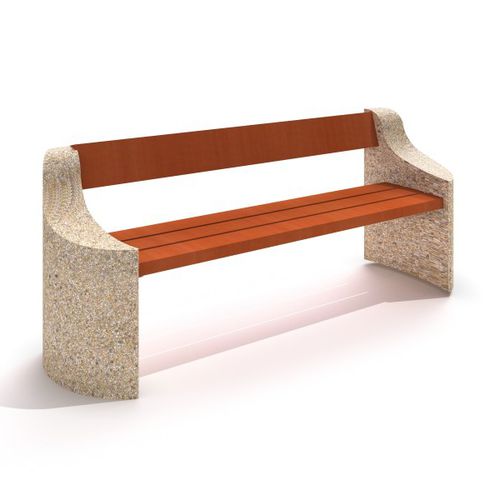 Traditional public bench - URBAN FURNITURE : KRETO - Inter System - wooden / concrete / with backrest