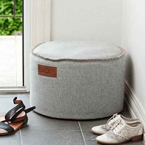 Contemporary pouf - RETROIT : COBANA - SACKit - synthetic fiber / round / rectangular