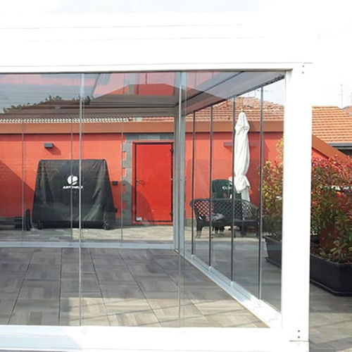 Sliding and stacking patio door - Eredi di Pozza, IL PARCO - tempered glass facing / thermally-insulated