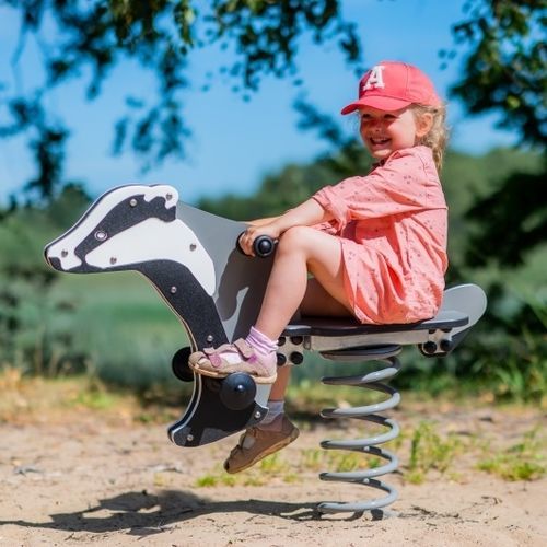 Steel spring rocker - BADGER - Tiptiptap - HDPE / animal / 1-seat