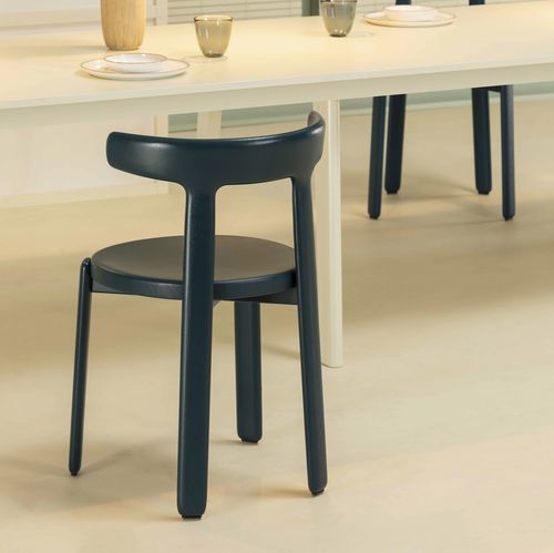 Contemporary chair - TURA - Vergés - outdoor / solid wood / wooden base